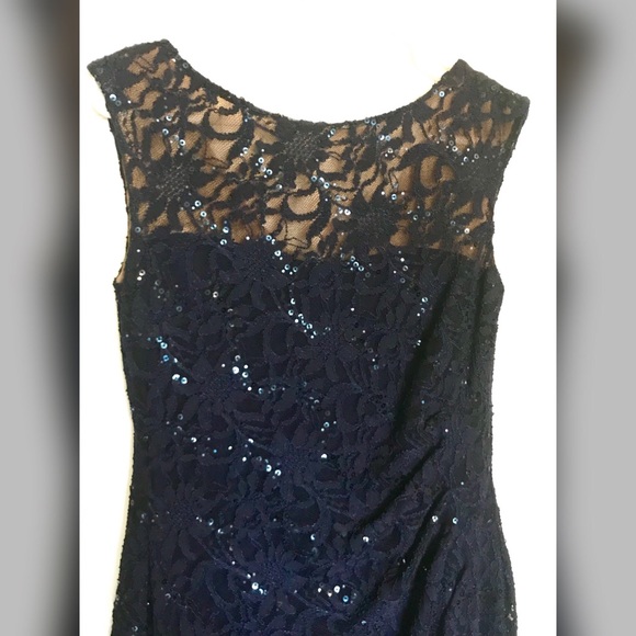 Ralph Lauren Navy blue sequin and lace dress - Picture 3 of 8